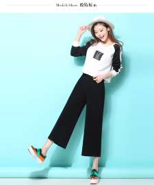 2016街头最时尚韩版新款的夏季服装批发时尚阔脚裤套装批发