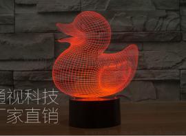 2016外贸新款鸭子创意LED错觉灯 深圳广告促销礼品3D视觉立体灯